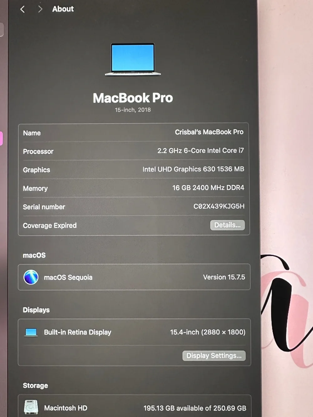 15 inch MacBook Pro 2018